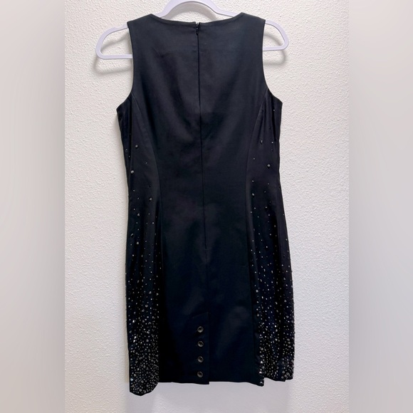 Rag & Bone Midi Dress Black Rhinestone Accents Back Zipper Stretch Black Size 6 - Picture 2 of 11